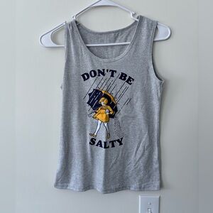 Don’t Be Salty Grey Graphic Tank Top - Casual Women’s Tank